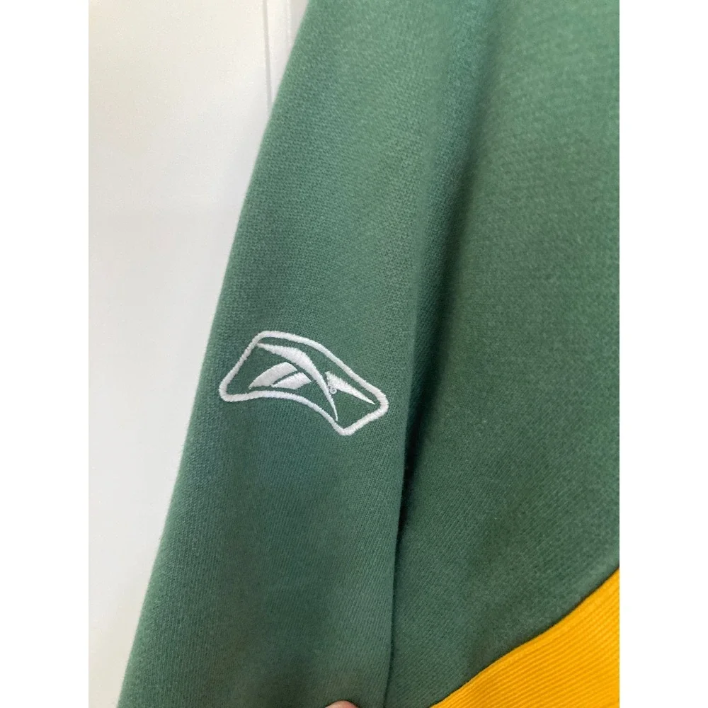 VTG Reebok NFL Green Bay Packers Authentic Sideline Hoodie Green Yellow Mens L